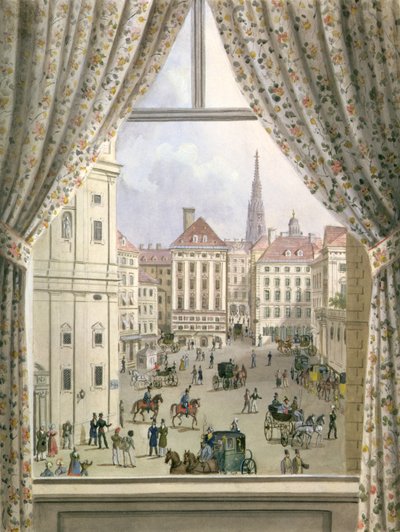 Vista de la Freyung, Viena, 1825 de Friedrich Wigand